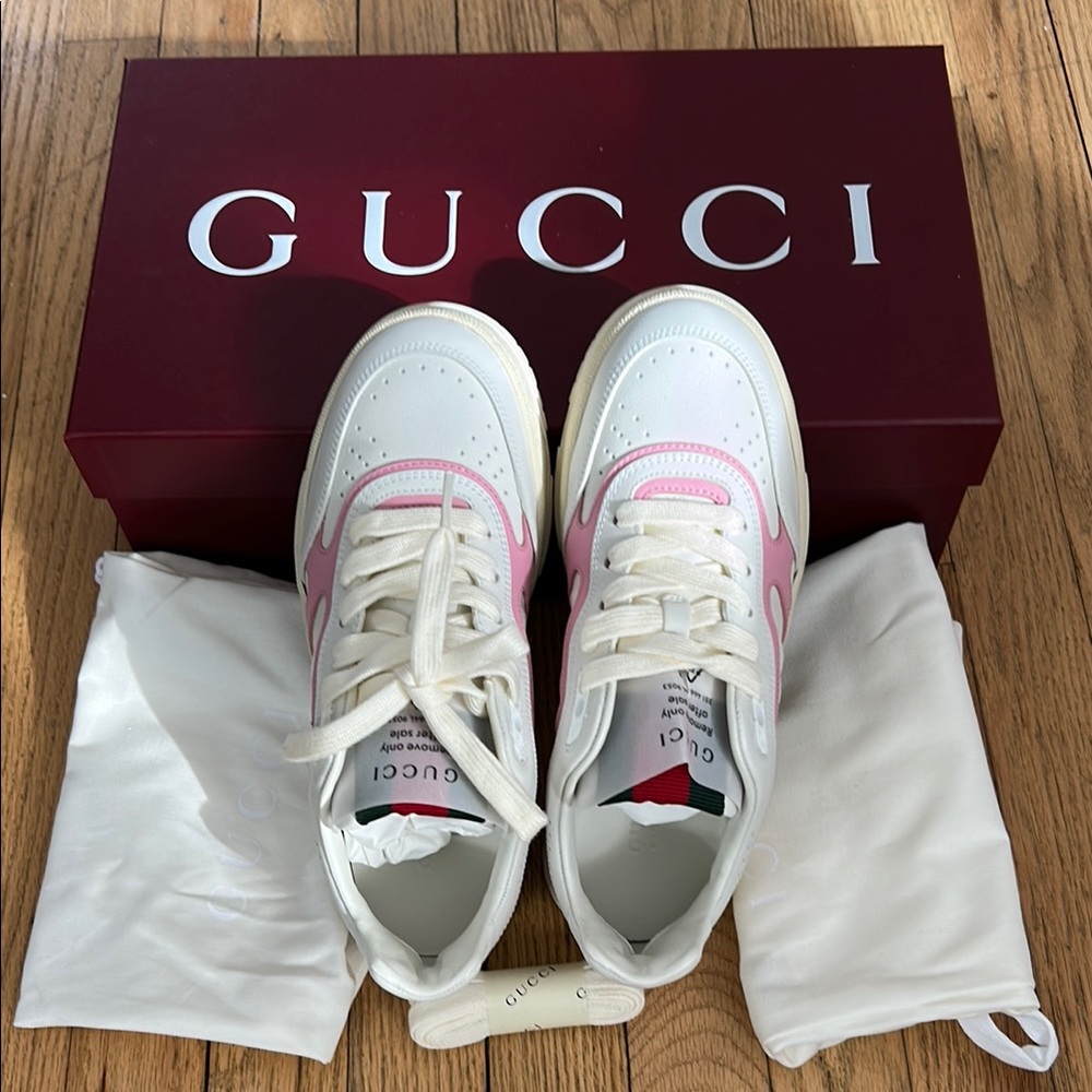 Gucci White and Pink Sneakers
